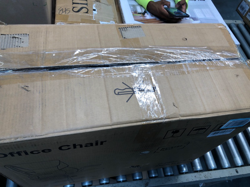 Photo 1 of Executive Office Chair – Ergonomic Adjustable Computer Desk Chairs with High Back Flip-up Armrests, Swivel Task Chair with Lumbar Support, Bonded Leather Ivory