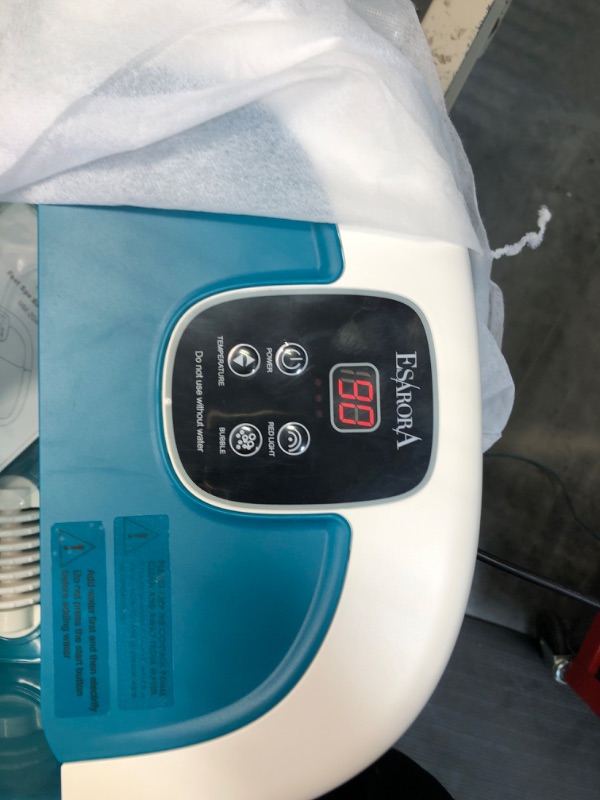 Photo 1 of Foot Spa, ESARORA Foot Bath Massager with Heat, Bubbles, Pumice Stone, Medicine Box, Temperature Control, Red Light, Ergonomic Massage Rollers and Acupressure Massage Points, Soothe & Relax Tired Feet Lake Green