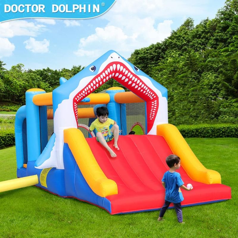 Photo 2 of Doctor Dolphin Quality Bounce House Toddler Ball Pit Inflatable Slide Bouncer Jumper Shark Bouncy Castle Park for Kids 2-12 Indoor or Outdoor, Wet and Dry
