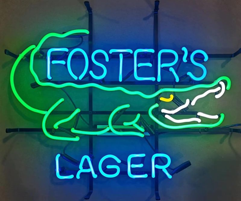 Photo 1 of Neon Signs for Wall Decor 20x24inch Foster's Lager Beer Alligator Sign Light Man Cave Bar Pub Beer Gift Lamp Neon Glass Tubing