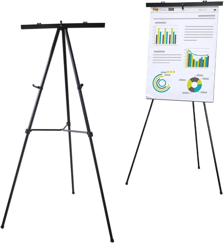 Photo 1 of Lightweight Aluminum Flip-Chart Presentation Easel, 70 Inches, Black
