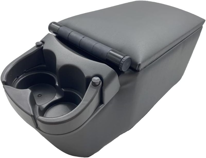 Photo 1 of MOOSUN Universal Truck Seat/Bench Contractor Center Console Business Organizer and Storage with Adjustable Cup Holders, Clip Board, and Padded Top Lid for Armrest, Grey