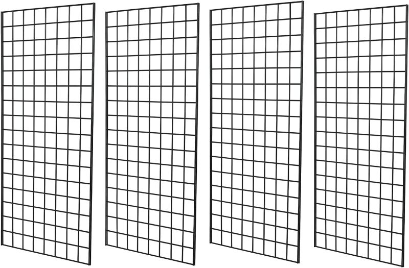 Photo 1 of 7RiversART Grid Wall Commercial Grade Gridwall Panels – Heavy Duty Grid Panel for Any Retail Display Wall Grid 2' Width x 5' Height, Black (Pack of 4)