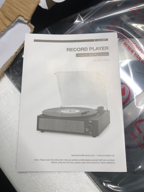 Photo 1 of Vinyl Record Player with Speaker Vintage Turntable for Vinyl Records, Belt-Driven Turntable Support 3-Speed, USB Playback, Headphone, AUX-in, RCA Line Retro Brown LP Vinyl Players for Sound Enjoyment Deep Brown