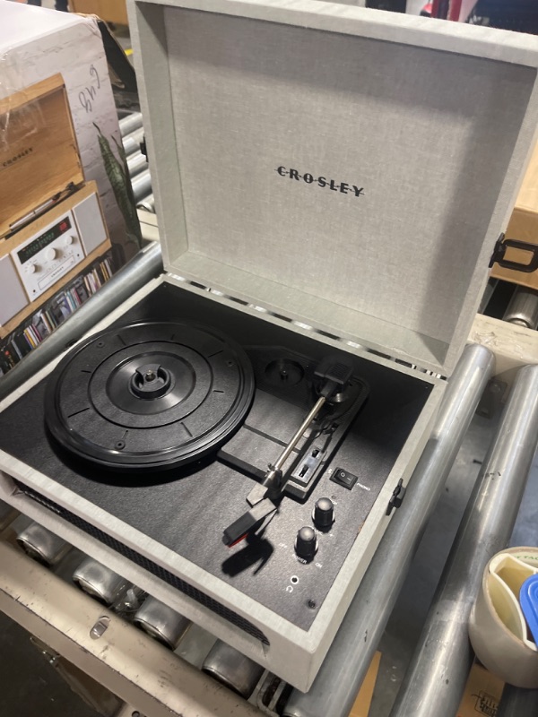 Photo 2 of Crosley CR8017B-SA Voyager Vintage Portable Vinyl Record Player Turntable with Bluetooth in/Out and Built-in Speakers, Sage Bluetooth In/Out Sage