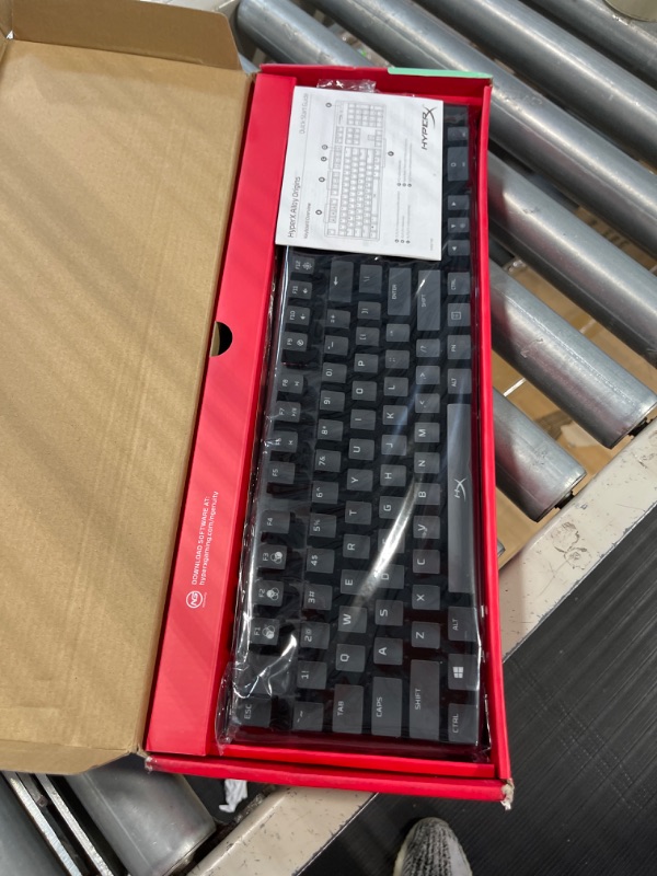 Photo 2 of HyperX Alloy Origins - Mechanical Gaming Keyboard, Software-Controlled Light & Macro Customization, Compact Form Factor, RGB LED Backlit - Linear HyperX Red Switch & Pulsefire Haste – Gaming Mouse Black Full Size HyperX Red Keyboard + Pulsefire Haste Gami