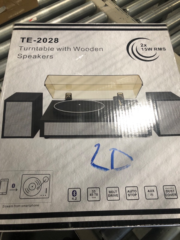 Photo 1 of Vinyl Record Player with External Speakers, 3 Speed Bluetooth Turntable for Vinyl Records, Vintage Belt Drive Record Player with Stereo Speakers and Auto Stop, RCA Audio Out and Aux-in, Light Wood Light Brown