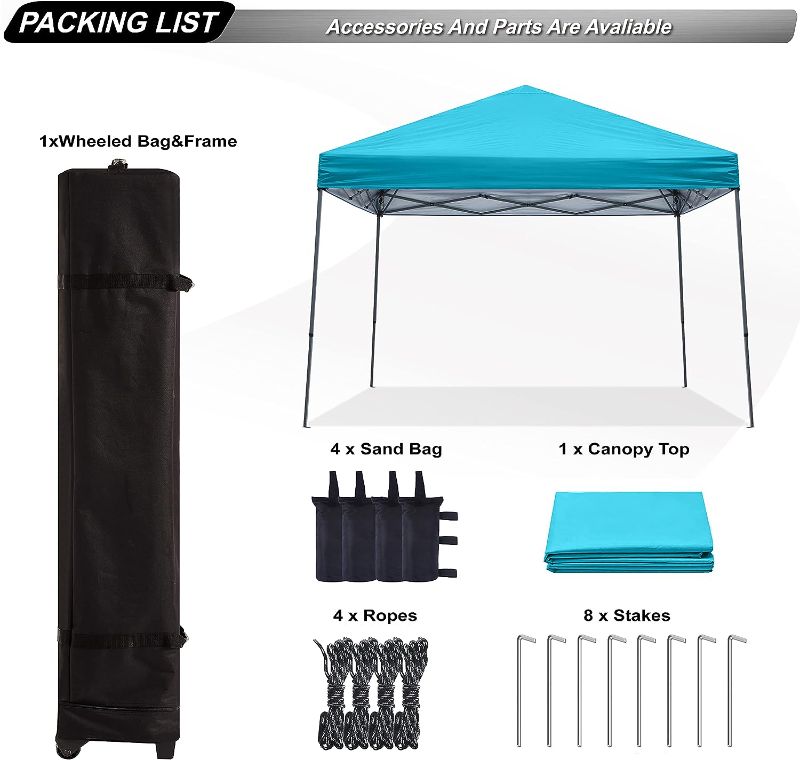 Photo 1 of ABCCANOPY Stable Pop up Outdoor Canopy Tent, Turquoise 10x10 Turquoise