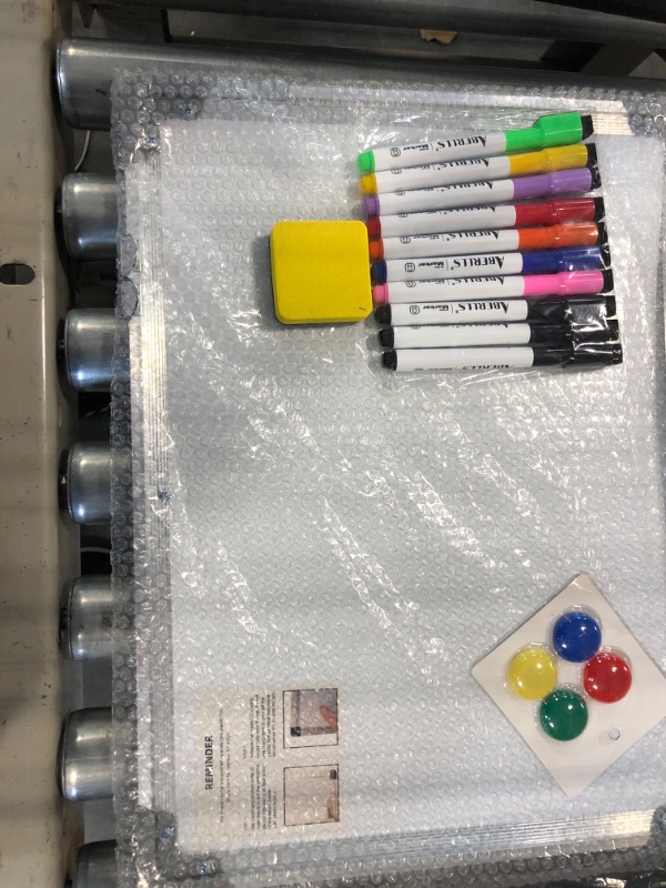 Photo 1 of Dry Erase White Board, 16inX12in Large Magnetic Desktop Whiteboard with Stand, 10 Markers, 4 Magnets, 1 Eraser, Portable Double-Sided White Board Easel for Kids Memo to Do List Desk School