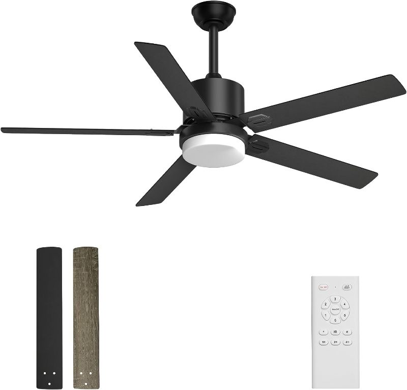 Photo 1 of alescu Black Ceiling Fans with Lights - Outdoor Ceiling Fan with Remote, 52 Inch Modern Ceiling Fan for Patio, Bedroom Living Room