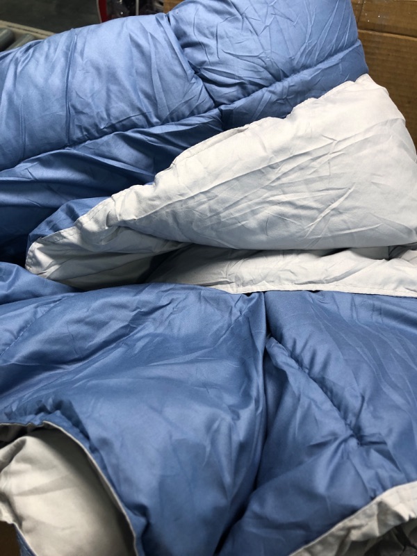 Photo 3 of **PILLOW CASES NOT INCLUDED** Modern Threads Down Alternative Microfiber Quilted Reversible Comforter & Duvet Insert - Soft, Comfortable Alternative to Goose Down - Bedding for All Seasons Infinity Blue/Silver Full/Queen Full/Queen Infinity Blue/Silver