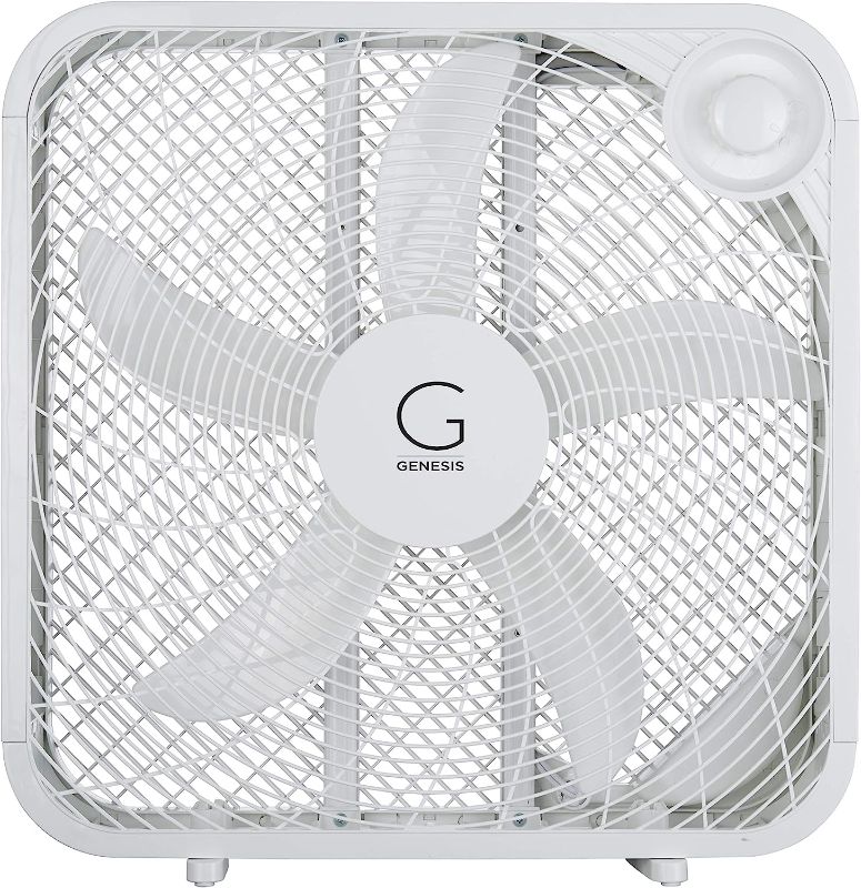 Photo 1 of Genesis 20" Box Fan, 3 Settings, Max Cooling Technology, Carry Handle, White (G20BOX-WHT)
