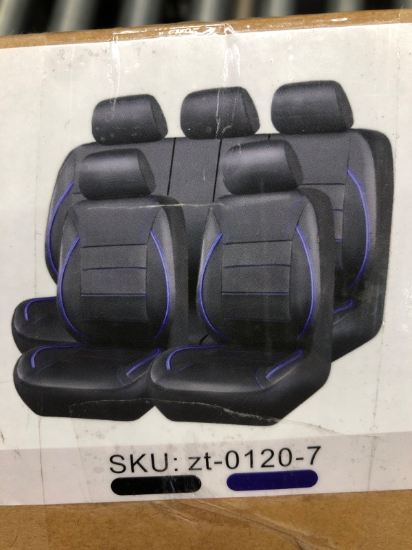 Photo 3 of CAR PASS Universal Leather car seat Covers Sport fits Most Cars, SUVs, Trucks, and Vans (Full Set, Black Blue) Full Set Black&Blue