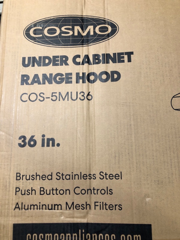 Photo 3 of Cosmo 200 CFM Ducted Under Cabinet Stainless Steel Range Hood With Push Button Control Panel, Kitchen Vent Hood Exha