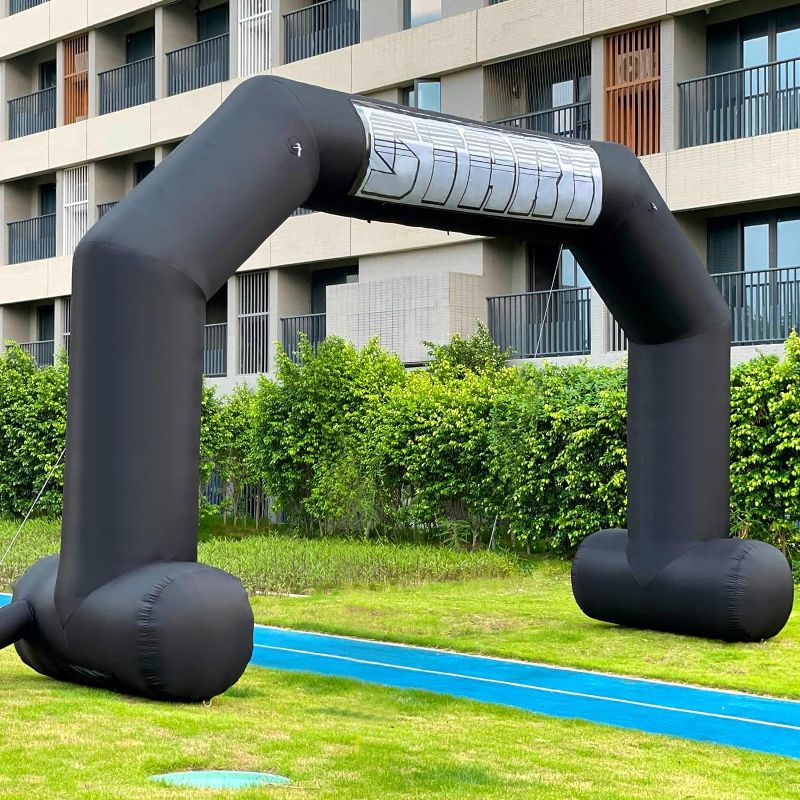 Photo 1 of 20ft Start Finish Line Inflatable Arch Black with Powerful Blower, Hexagon Inflatable Archway for Race Outdoor Advertising Commerce