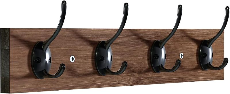 Photo 1 of 
BAMEOS Wall Hooks with Shelf Entryway Wall Hanging Shelf Wood Coat Hooks for Wall with Shelf Wall-Mounted Coat Hook Rack with 5 Dual Hooks for Bathroom,...