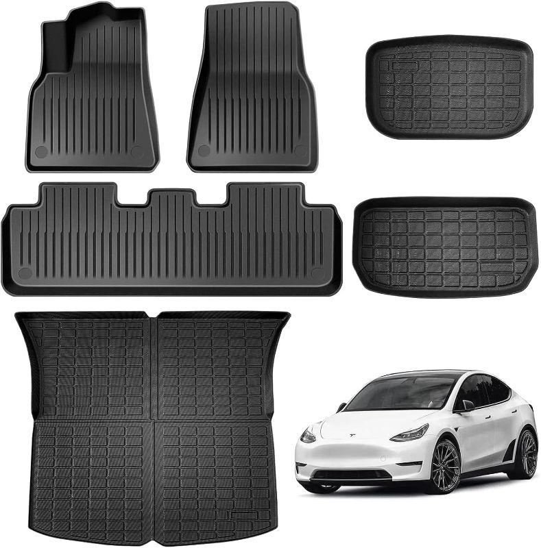 Photo 1 of 
Maysoo Tesla Model Y Floor Mats, 5-Seat 2020-2023 Accessories, All Weather Floor Mat Front Rear Cargo Liner Mat, Heavy Duty Floor Mats