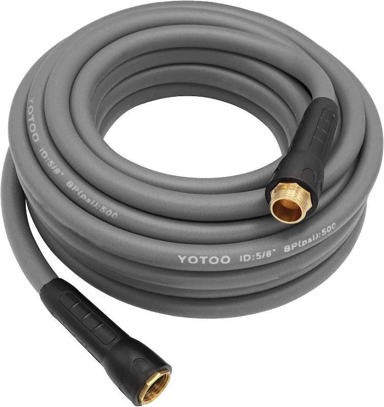 Photo 1 of 
YOTOO Heavy Duty Hybrid Garden Water Hose 5/8-Inch by 50-Feet 150 PSI Kink Resistant, Flexible with Swivel Grip Handle and 3/4" GHT Solid Brass Fittings