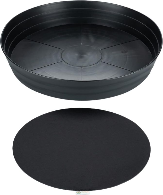 Photo 1 of 
Garden Hour 25" Extra-Large Plant Saucers for Potted Plants & Felt Mat Floor Protection - Plastic Trays Indoors No Holes Extra-Deep Drip 25W x 4.2D in.