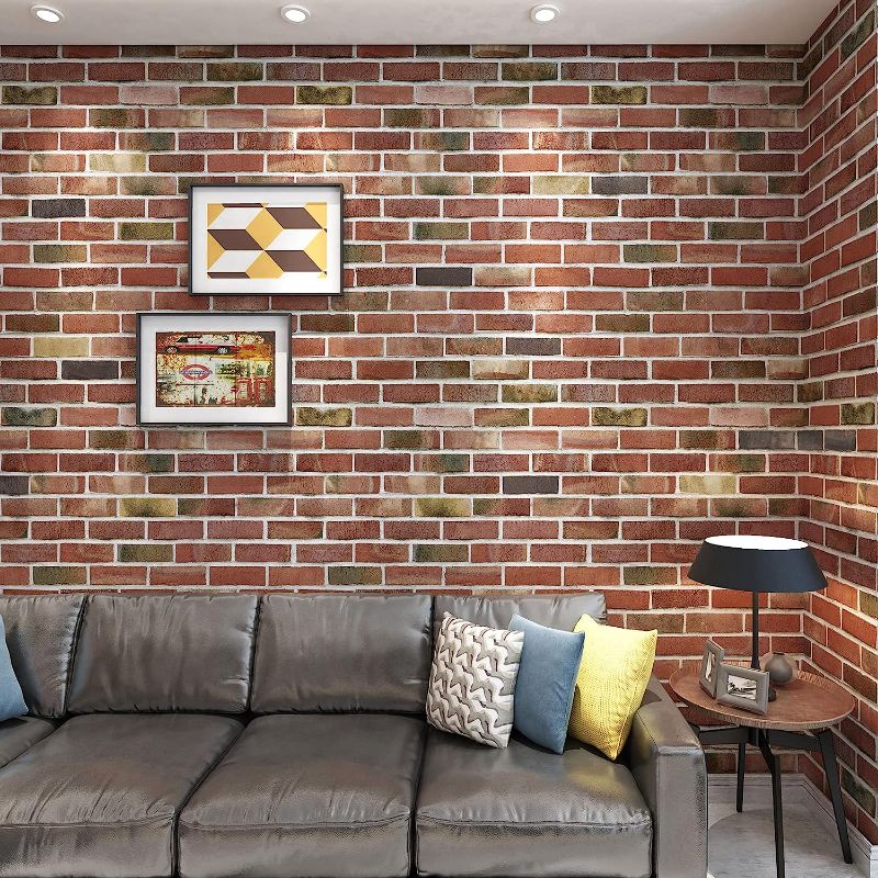 Photo 1 of 
Art3d 10-Pack 52.5 Sq.Ft Faux Brick 3D Wall Panels Peel and Stick in Red Brown, Self Adhesive Waterproof Foam Wallpaper for Bedroom, Bathroom, Kitche