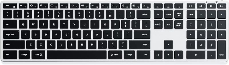 Photo 1 of Satechi Slim X3 Bluetooth Backlit Keyboard with Numeric Keypad – Illuminated Keys & Multi-Device Sync – Compatible with 2022 MacBook Pro/Air M2, 2021 MacBook Pro M1 Pro & Max, 2021 iMac, 2020 Mac Mini