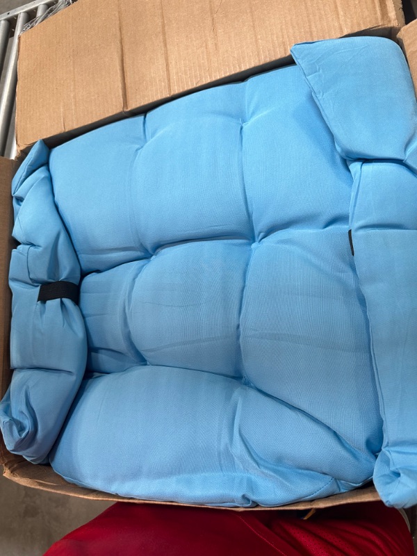 Photo 4 of 5 Pieces Wicker Patio Cushion Sets Include 1 Loveseat 2 U-Shape 2 Matching Chair Cushions Indoor Outdoor Tufted Settee Bench Cushions Replacement Loveseat Cushions for Outdoor Furniture (Light Blue)