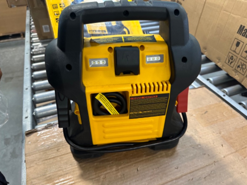 Photo 4 of DEWALT DXAEJ14 Digital Portable Power Station Jump Starter: 1400 Peak/700 Instant Amps, 120 PSI Digital Air Compressor, 3.1A USB Ports, Battery Clamps , Yellow