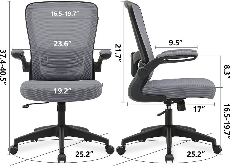 Photo 1 of FelixKing Office Chair, Ergonomic Desk Chair with Adjustable Height and Lumbar Support Swivel Chairs, Desk Computer Chair with 90°Flip up Armrests for Conference Room (Dark Gray)