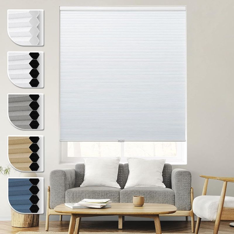 Photo 1 of 
Cordless Blackout Shades Cellular Window Shades Honeycomb Blinds for Bedroom Kitchen Bathroom, White?Blackout? 35" Wx64 H