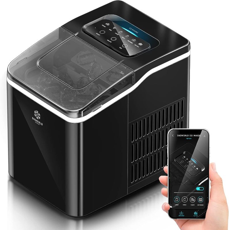 Photo 1 of Snoworld Ice Maker Machine Countertop, with App Remote Control and Self-Cleaning Function, 9 Bullet Ice Cubes Ready in 8 Minutes, 26lbs Ice Cubes in 24H, Ice Maker for Kitchen/Home/Office/Party