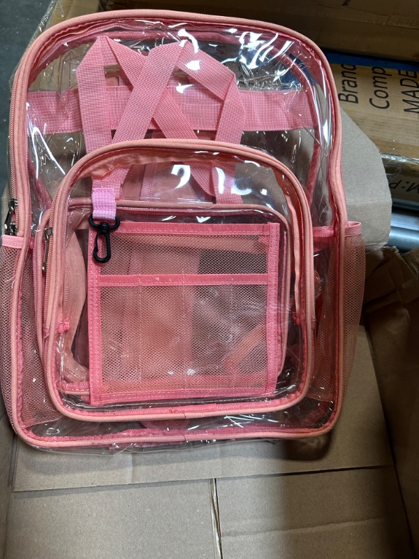 Photo 3 of abshoo Large Clear Backpack For Girls Women School Bookbag Heavy Duty Transparent Backpack (Pink