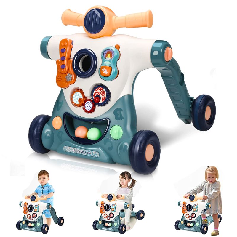 Photo 1 of Kirumie 6 in 1 Learning Walker for Babies, Sit to Stand Baby Walker, Multiple Baby Activity Center with Music and Lights, Adjustable Push Walkers for Babies Boys Girls Toddlers Over 9 Months
