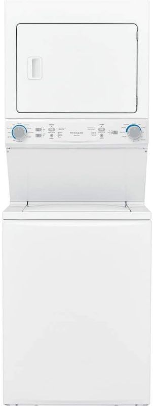 Photo 1 of Frigidaire FLCE7522AW 27 Electric Laundry Center with 3.9 cu. ft. Washer Capacity 5.6 cu. ft. Dry Capacity 10 Wash Cycles 10 Dry Cycles in White