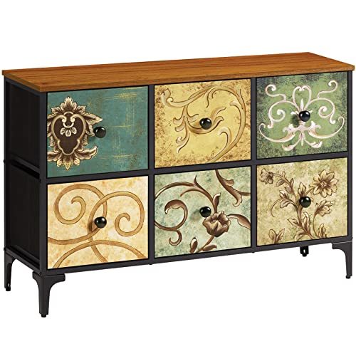 Photo 1 of 
AOPSEN 6 Drawer Dresser for Bedroom, TV Stands with Chest Drawers, Wide Fabric Storage Drawer Unit for Living Room, Hallway, Kids, Nursery, Sturdy Steel Frame, Wood Top

