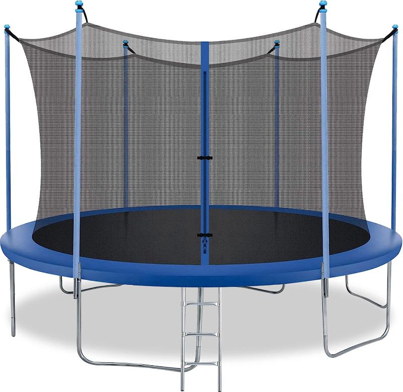 Photo 3 of 8FT 10FT 12FT 14FT Trampoline with Enclosure Net Outdoor Jump Rectangle Trampoline - ASTM Approved-Combo Bounce Exercise Trampoline PVC Spring Cover Padding for Kids and Adults

