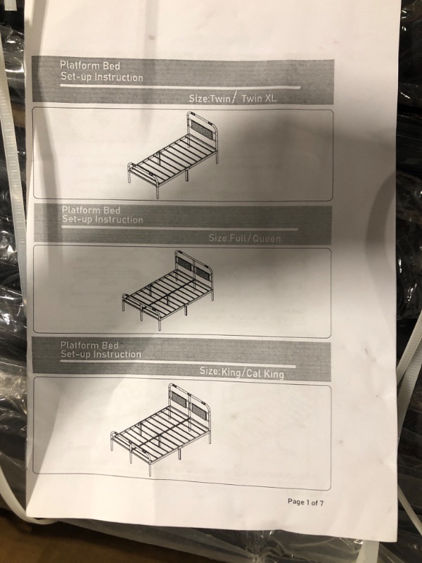 Photo 3 of 
Emiosmt King Size Bed Frame with Headboard and Footboard 14 Inch Tall,2500lbs Heavy Duty Steel Slat Support Metal Platform,No Box Spring Needed,Noise Free,Round Tube,Bed Frame for King
