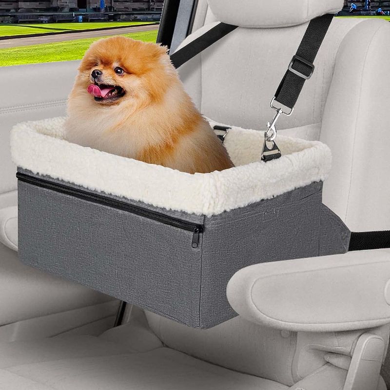 Photo 4 of UNICITII Dog Car Seats for Small Dogs-Elevated Pet Dog Booster Seat for Dog,Raised Dog Lookout Car seat w/Clip-On Safety Leash Adjustable Pet Travel Seat