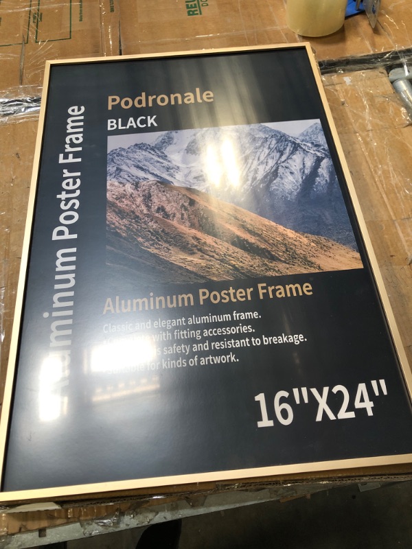 Photo 2 of 16x24 Poster Frames, Plexiglass, Aluminum Snap Frame, Front-loading Frame for Wall (Matte Gold, 1pcs)