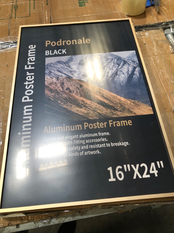Photo 1 of 16x24 Poster Frames, Plexiglass, Aluminum Snap Frame, Front-loading Frame for Wall (Matte Gold, 1pcs)