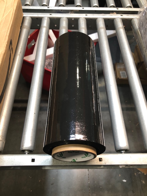 Photo 2 of BOMEI PACK 1 Roll 1500ft Industrial Black Stretch Wrap 70 Gauge 15inch with 3inch Handles, Shrink Wrap Roll for Pallet Wrap, Durable Self-Adhering Packing, Moving, Heavy Duty