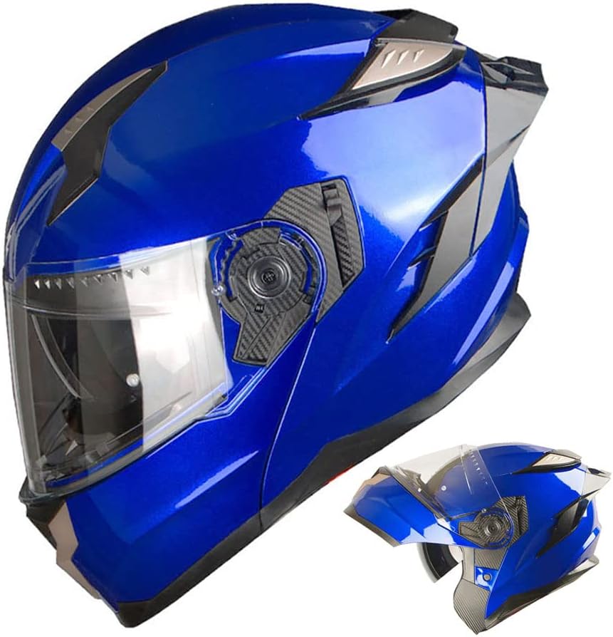 Photo 1 of 1Storm Motorcycle Modular Full Face Helmet DOT Flip up Dual Visor Anti Fog Pinlock Shield: HJA119 Carbon Fiber Black Small