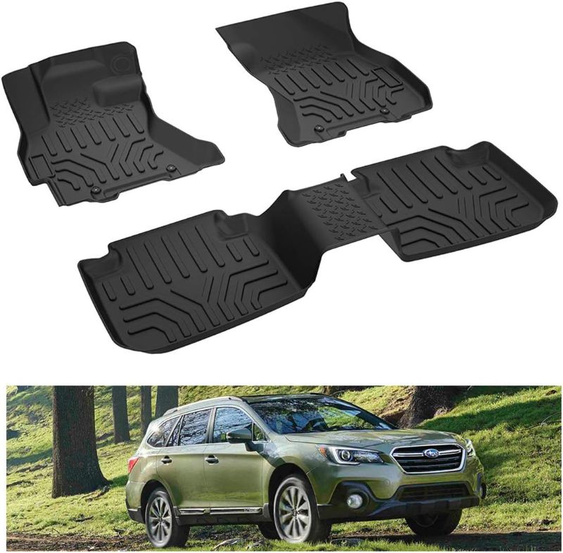 Photo 1 of KIWI MASTER Floor Mats Compatible for 2015-2019 Subaru Outback/Legacy Accessories All Weather Mat Liners Front Rear 2 Row Seat TPE Slush Liner Black