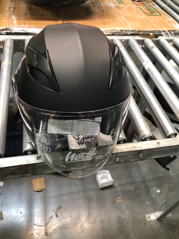 Photo 2 of Westt Helmets for Adults– Open Face Helmet with Dual Sun Visor– Motorcycle Helmet for Men and Women DOT Approved Scooter Motorbike Street Jet Series Black White White Black M (21.65-22.05 in)