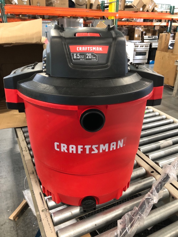 Photo 3 of CRAFTSMAN CMXEVBE17656 20 Gallon 6.5 Peak HP Wet/Dry Vac with Cart, Heavy-Duty Shop Vacuum with Attachments 20 Gallon 6.5 Peak HP w/Cart