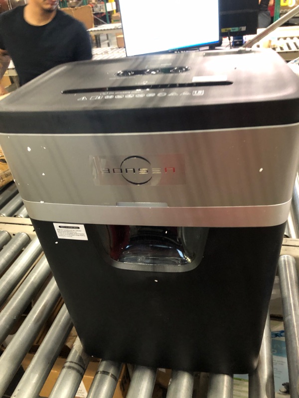 Photo 1 of BONSEN Paper Shredder, 18-Sheet 30 Mins Nonstop Heavy Duty Paper Shredder for Office, 52dB Ultra Quiet Cross-Cut Shredder with 6.6 Gals Basket, Anti-Jam CD and Credit Shredder for Home Office (S3104) 18-Sheet Cross Cut