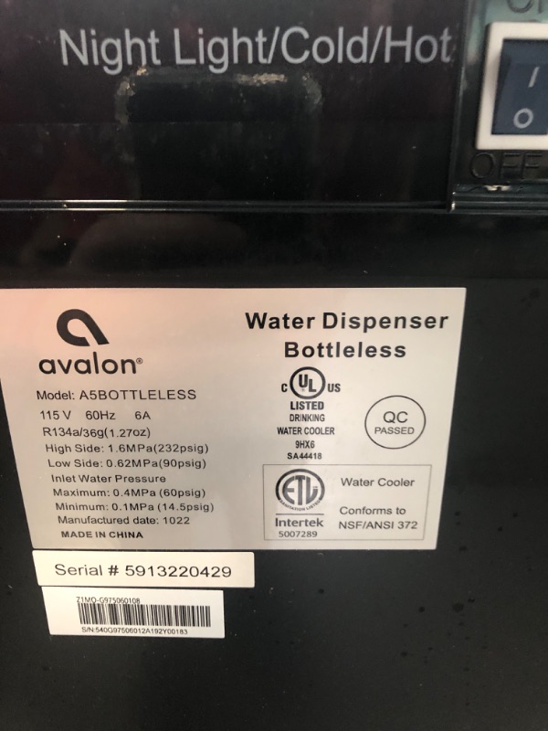 Photo 6 of Avalon A5 Self Cleaning Bottleless Water Cooler Dispenser, UL/NSF/Energy star, Stainless Steel, full size full size Dispenser