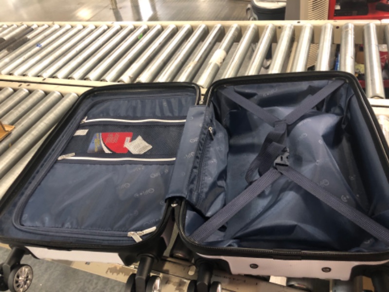 Photo 1 of Coolife Luggage Expandable Suitcase PC+ABS Spinner 20in Carry on (white grid new, S(20in)_carry on) white grid