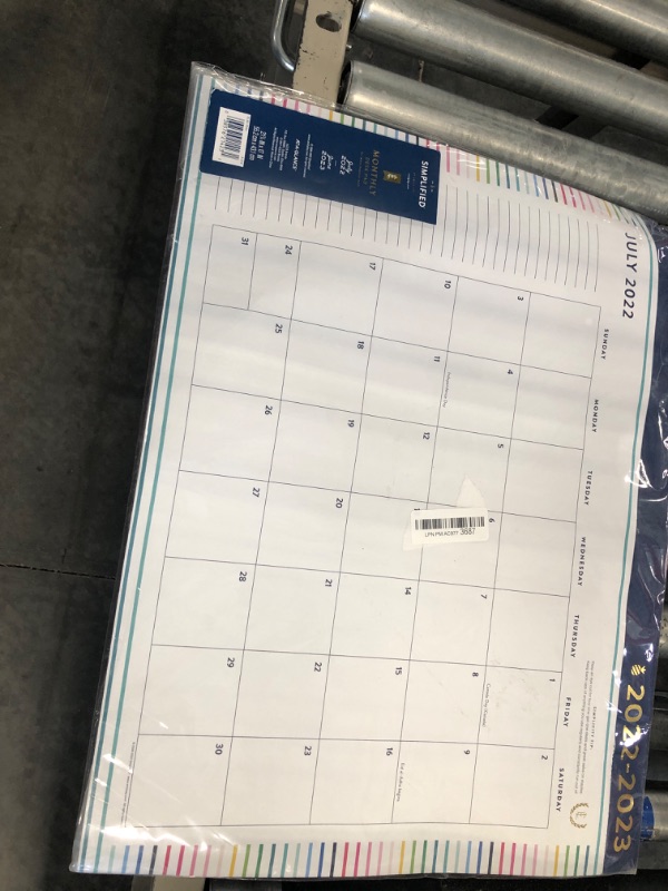 Photo 1 of AT-A-GLANCE 2022-2023 Desk Calendar, Monthly Academic Desk Pad, 21-3/4" x 17", Standard, Simplified by Emily Ley, Happy Stripe (EL80-704A) 21.75" x 17" 2022-2023 New Edition