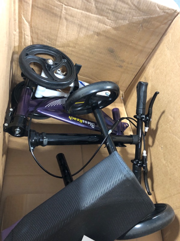 Photo 1 of BlessReach Steerable Knee Walker Deluxe Medical Scooter for Foot Injuries Compact Crutches, with Dual Rear on-Wheel Brake and Shock Absorption Under The Knee pad Purple