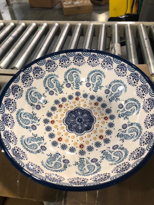 Photo 2 of Bico Blue Talavera Ceramic 13 inch Serving Bowl, Microwave & Dishwasher Safe